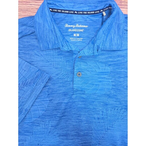 Tommy Bahama Mens Blue Islandzone Polo Medium Subtle Ocean Print - Picture 4 of 8